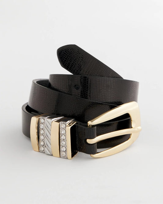 Chico's Women | Mixed Metal Trouser Belt BLACK