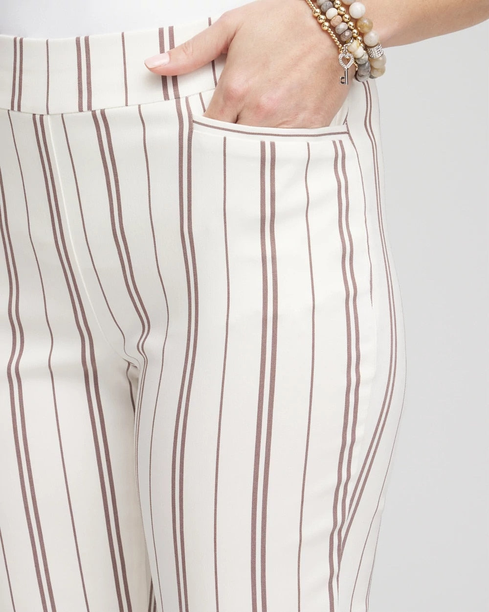 Chico's Women | Petite Brigitte™ Striped Ankle Pants ALABASTER