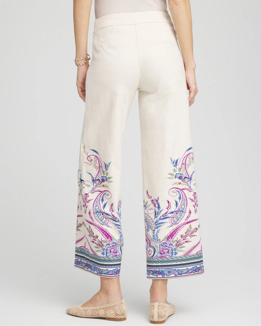 Chico's Women | Brigitte™ Paisley Wide-Leg Cropped Pants VANILLA CREAM