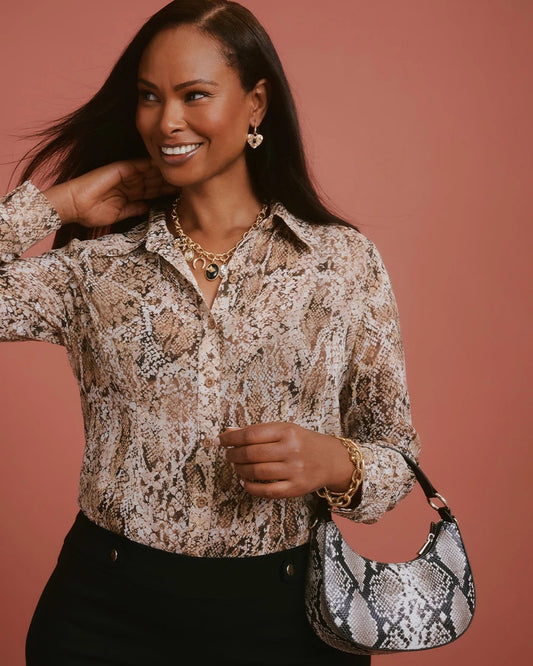 Georgette Python Animal Print Swing Blouse - US 1595