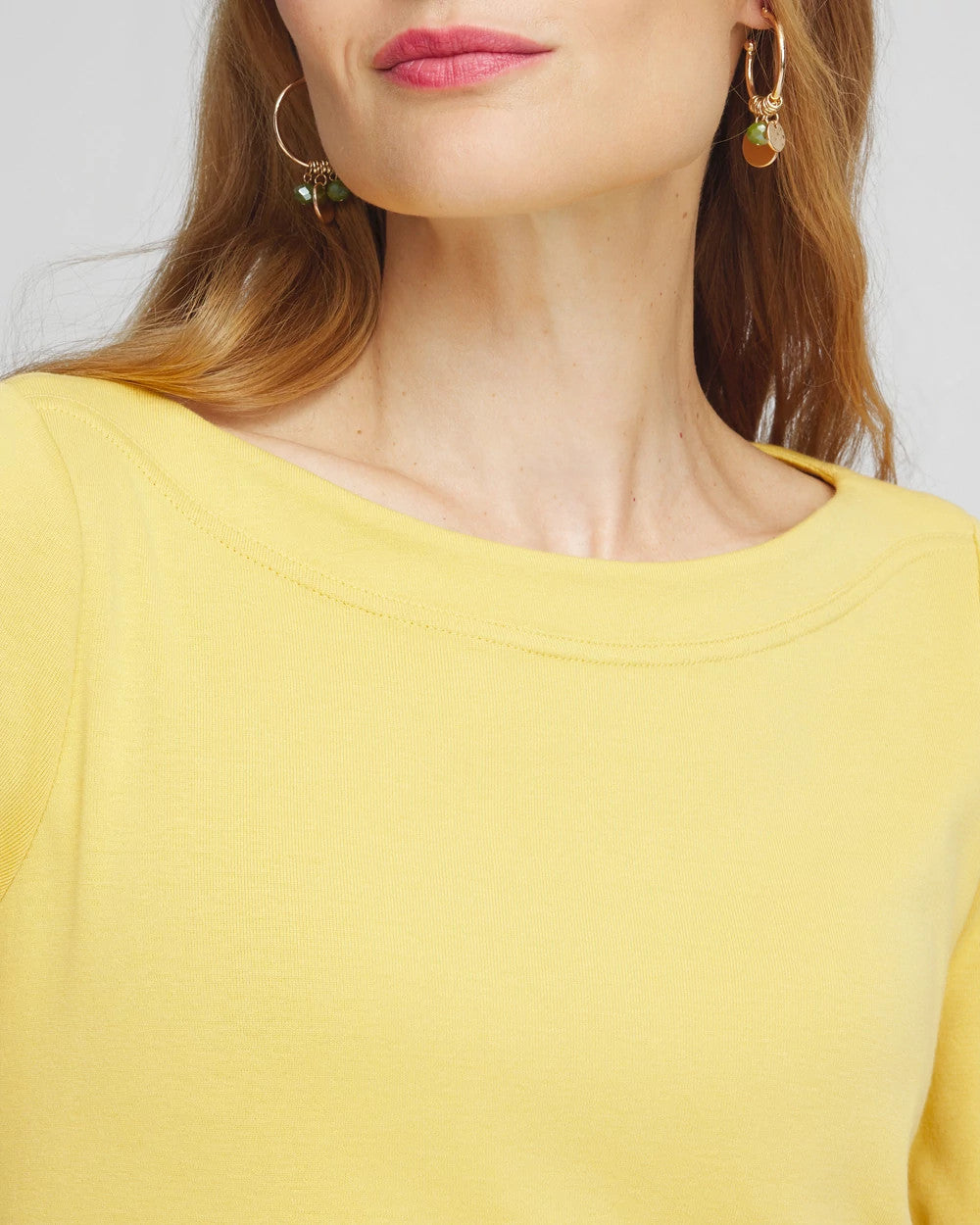 3/4 Sleeve Bateau Neck Tee - US 4893