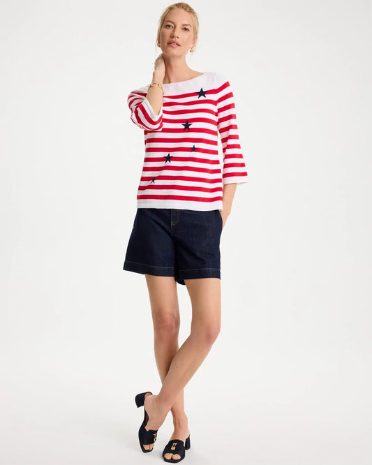Cotton-Blend Americana Striped Intarsia Sweater - US 2750