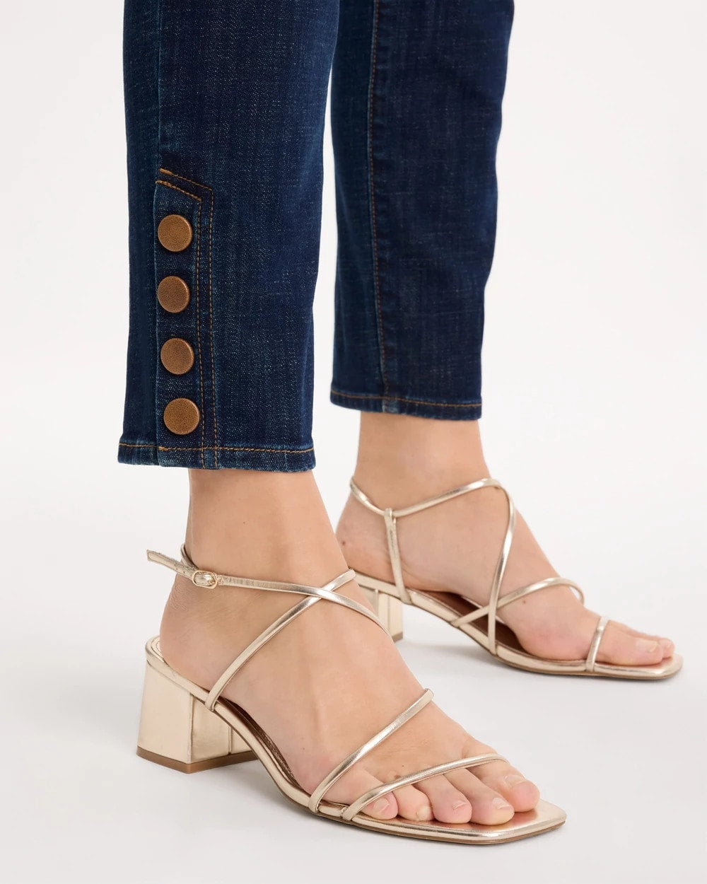 Petite Girlfriend Slim Faux Leather Hem Ankle Jeans - US 6750