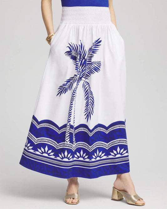 Tropical Smocked Waist Pull-On Skirt - US 6169