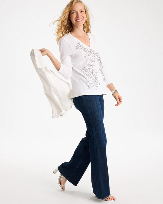 Cotton Slub Lace Applique Tee - US 0248