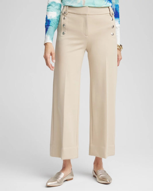 Button Knit Twill Cropped Pants - US 6392