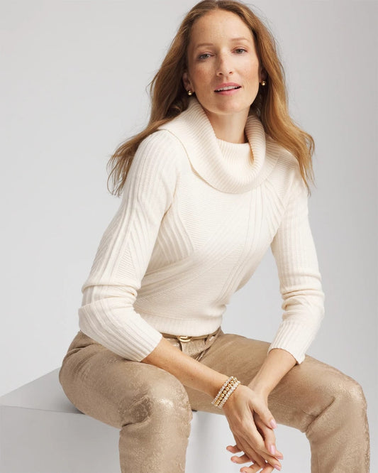 Ribbed Cowlneck Sweater - US 4675