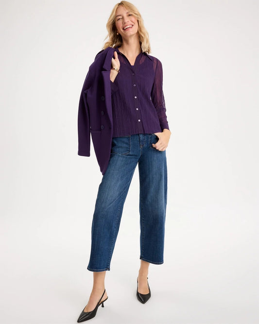Semi-Sheer Crinkle Mesh Top - US 1167