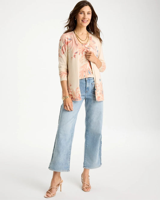 Ella Long-Sleeve Placed Print Cardigan - US 3194