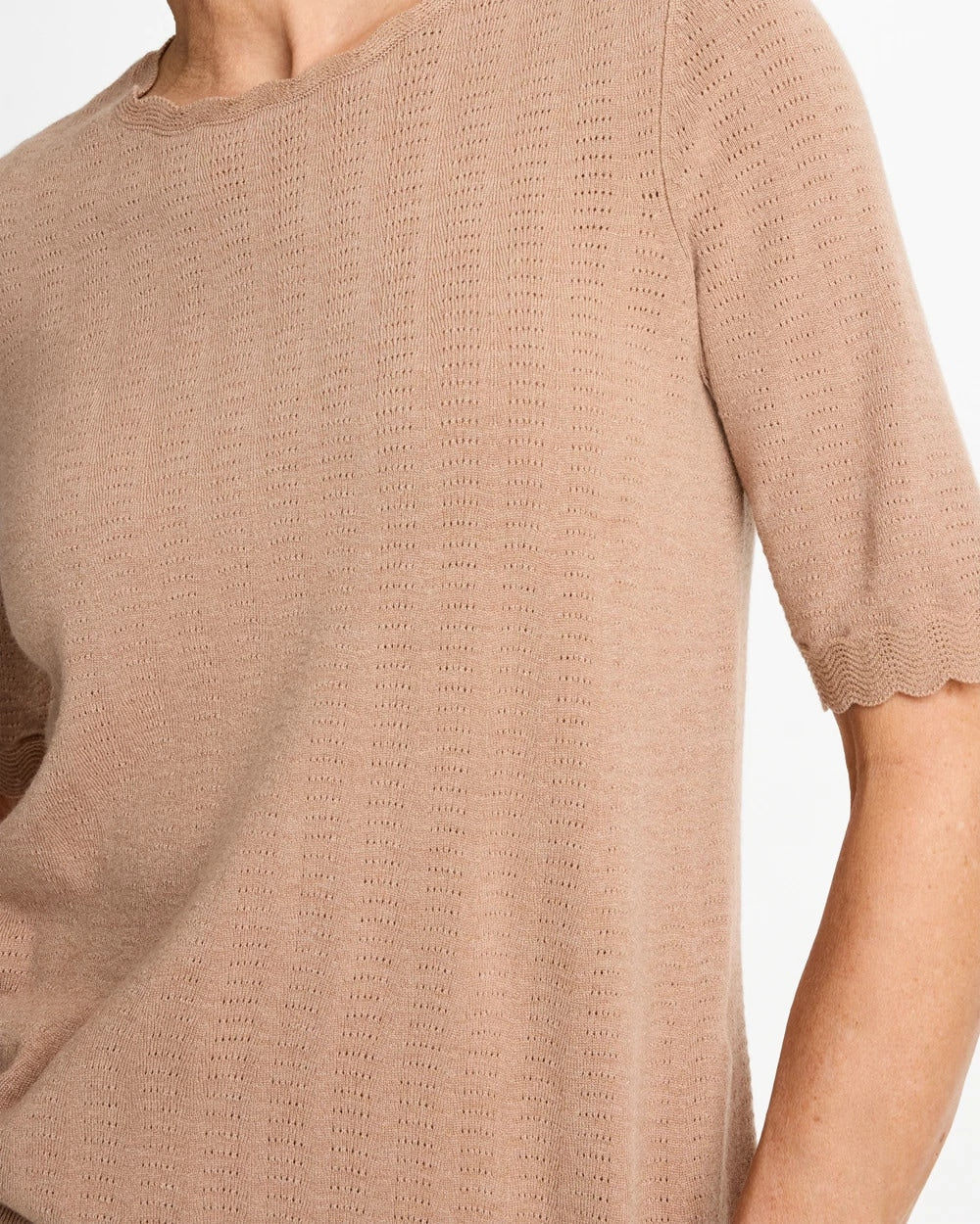 Ella Crewneck Pointelle Pullover Sweater - US 4905