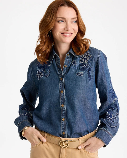 Embroidered Denim Shirt - US 0709