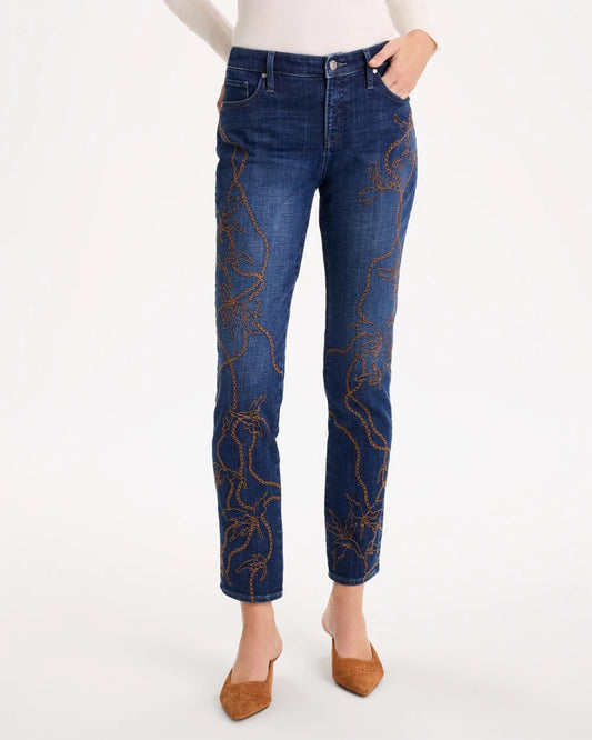 Petite Embellished Pull-On Straight Jeans - US 8756