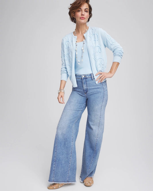 Open-Front Beaded Cardigan - US 7244