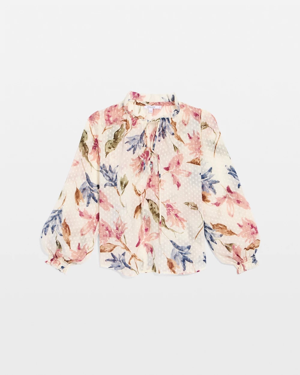 Clip Dot Floral Popover Blouse - US 2826