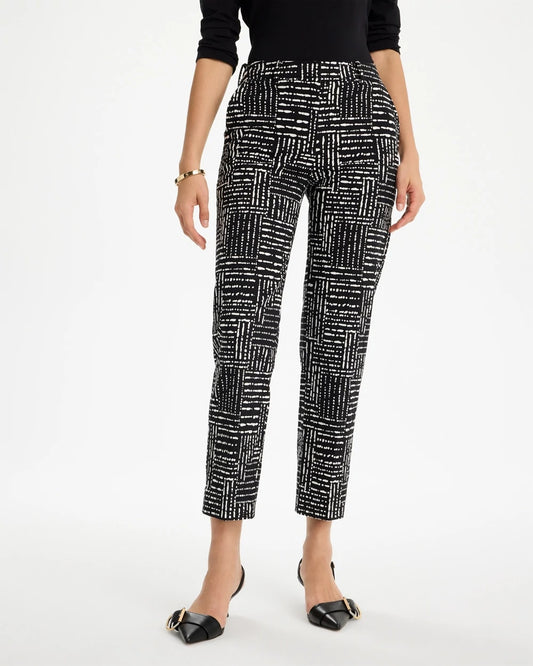 Emme Fly Front Straight Printed Crop Pants - US 3116