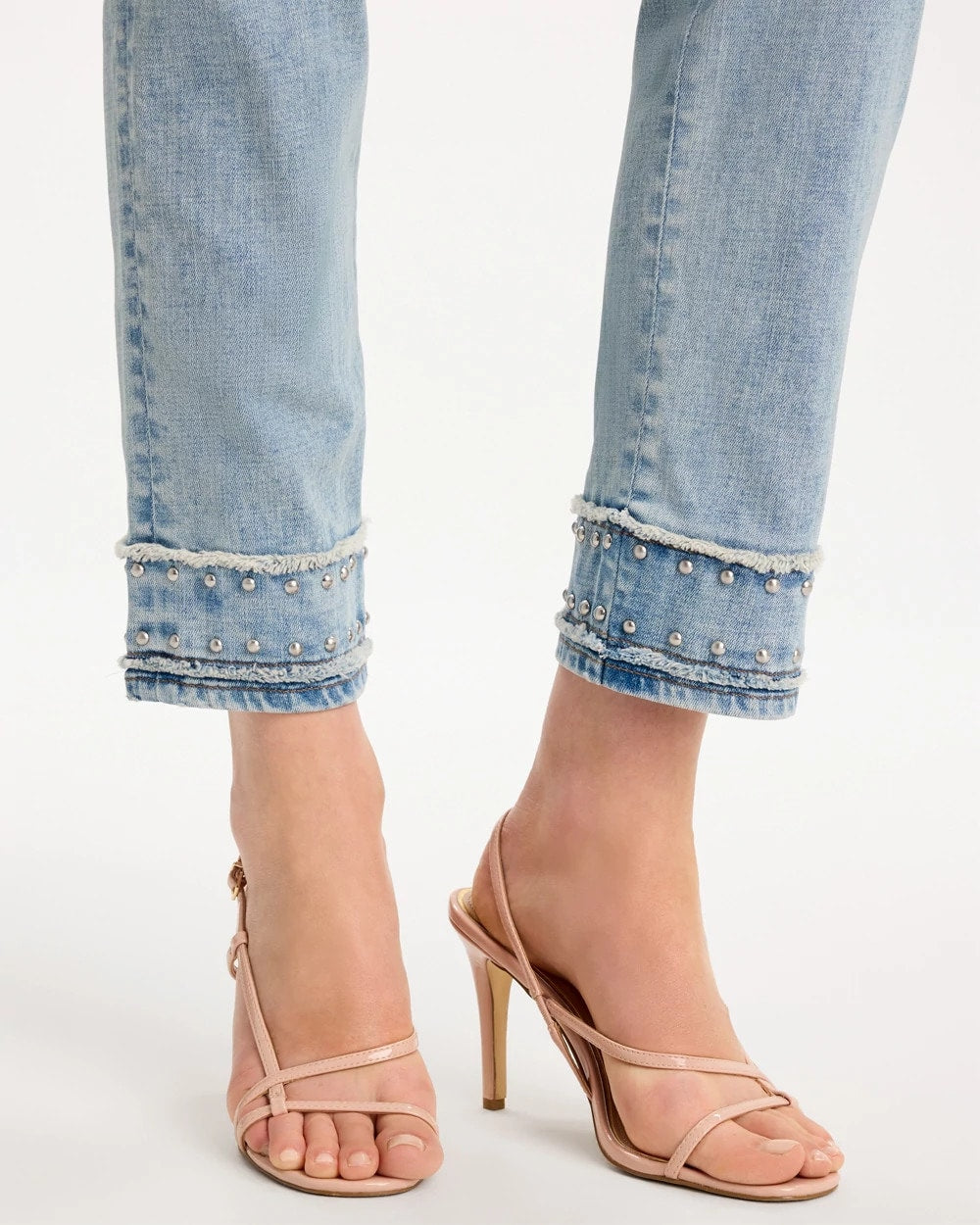 Girlfriend Slim Fray Hem Stud Ankle Jeans - US 8355