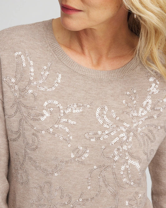 Floral Sequined Pullover - US 3861