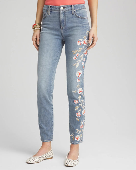 So Slimming® Embroidered Girlfriend Ankle Jeans - US 7570