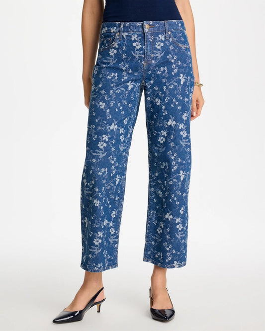 Girlfriend Wide Floral Crop Jean - US 0138