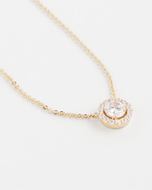 Gold Tone Drop Stone Necklace - US 3700