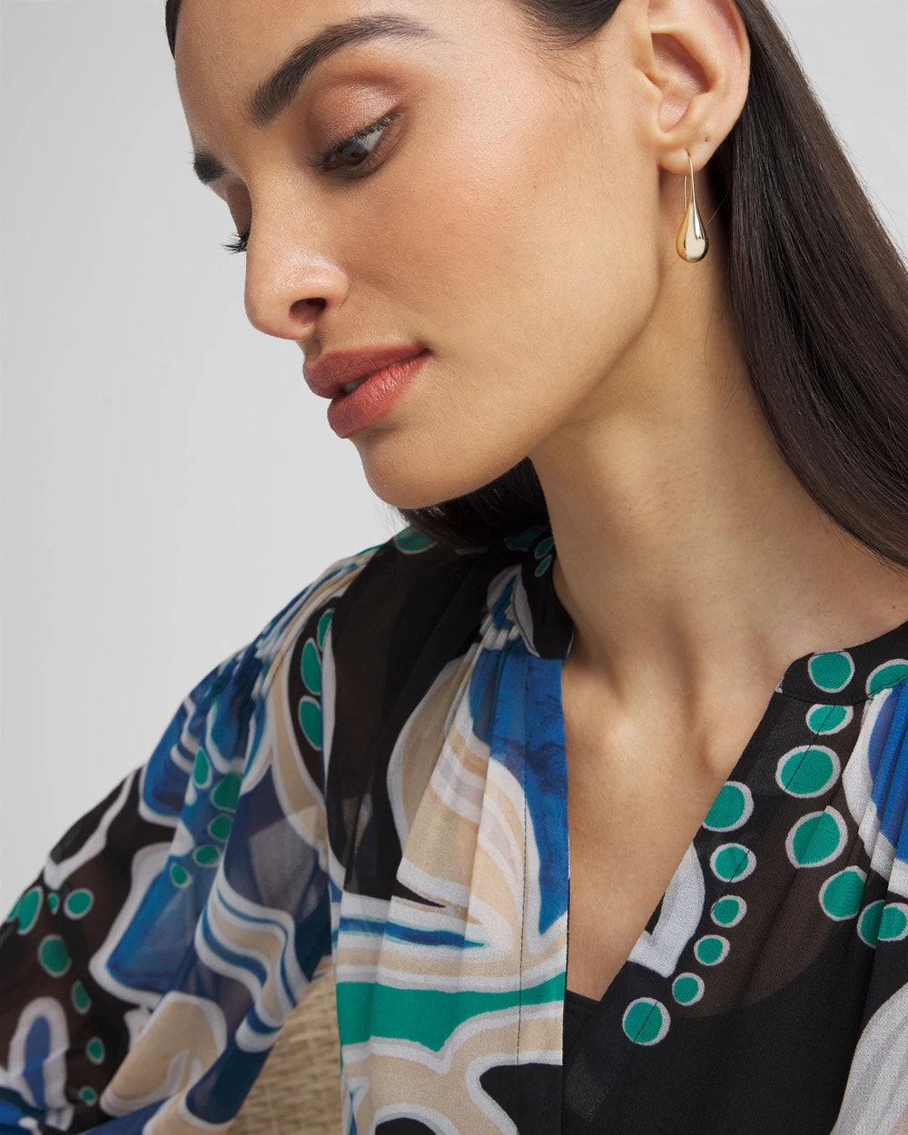 No Droop™ Gold Tone Teardrop Threader Earrings - US 9389