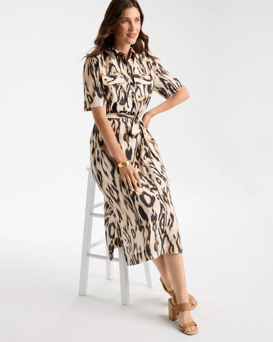 Ikat Printed Midi Length Shirtdress - US 0466