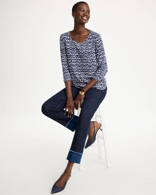 Geo Cotton Slub 3/4 Sleeve Tee - US 3349