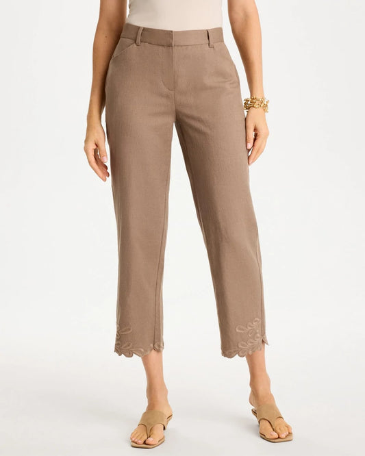 Linen Fly Front Pants - US 7282