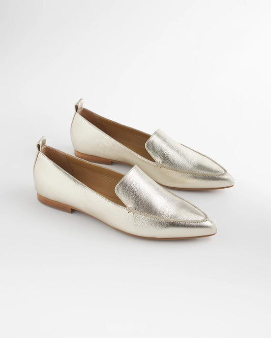 Gold Metallic Leather Loafer - US 3380