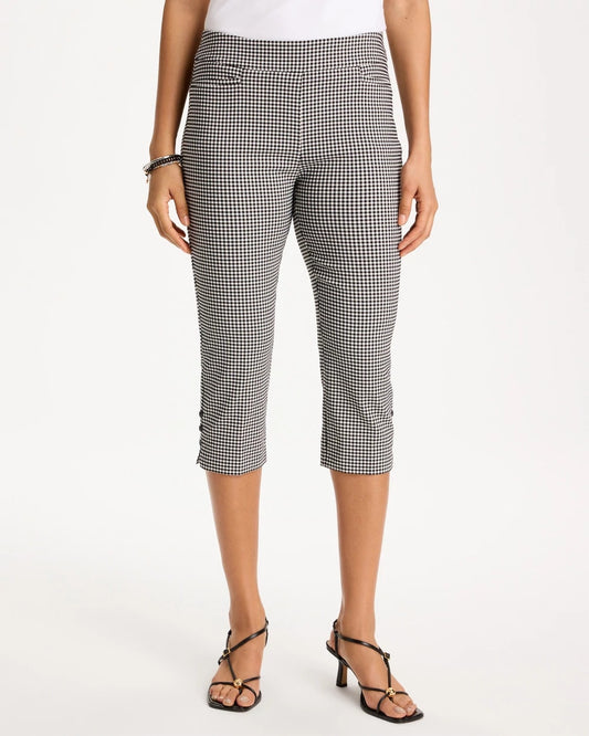 Brigitte™ Slim Gingham Pull-On Capri Pant - US 1296