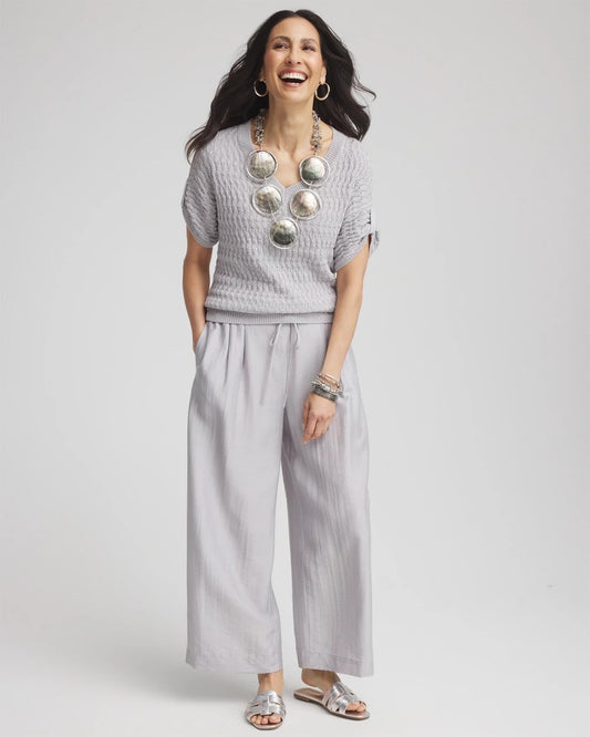 Sequin V-Neck Pullover Sweater - US 9095