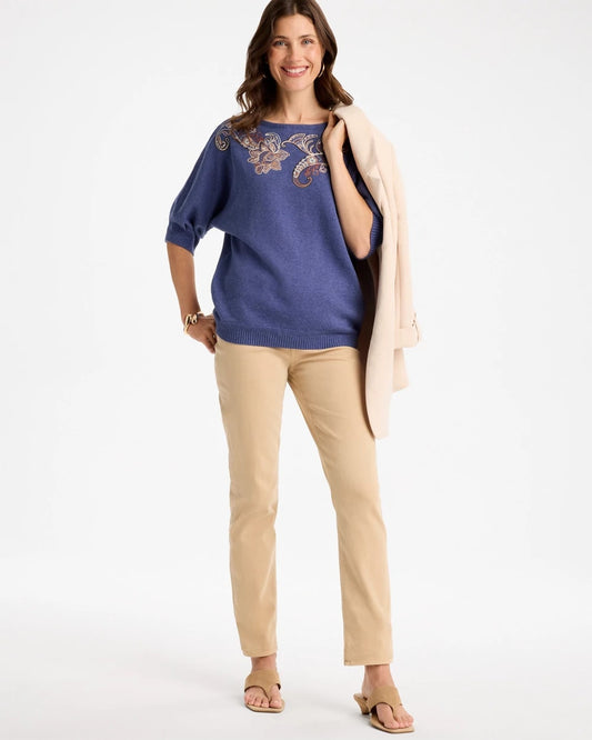 Cotton Embroidered Dolman Sweater - US 9166
