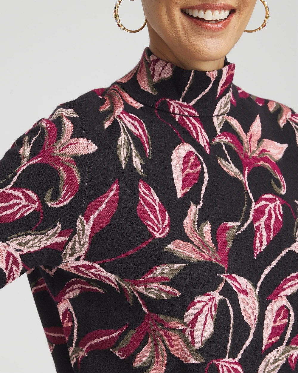 Jacquard Mock Neck Sweater - US 5856