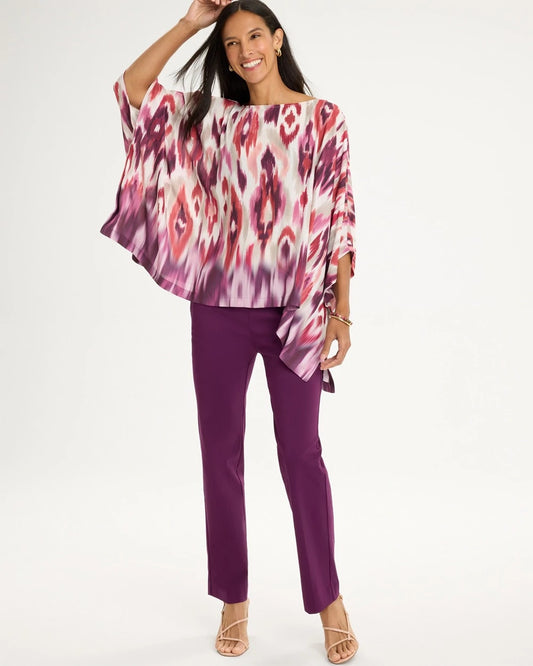 Sunset Printed Crepe Poncho - US 3361