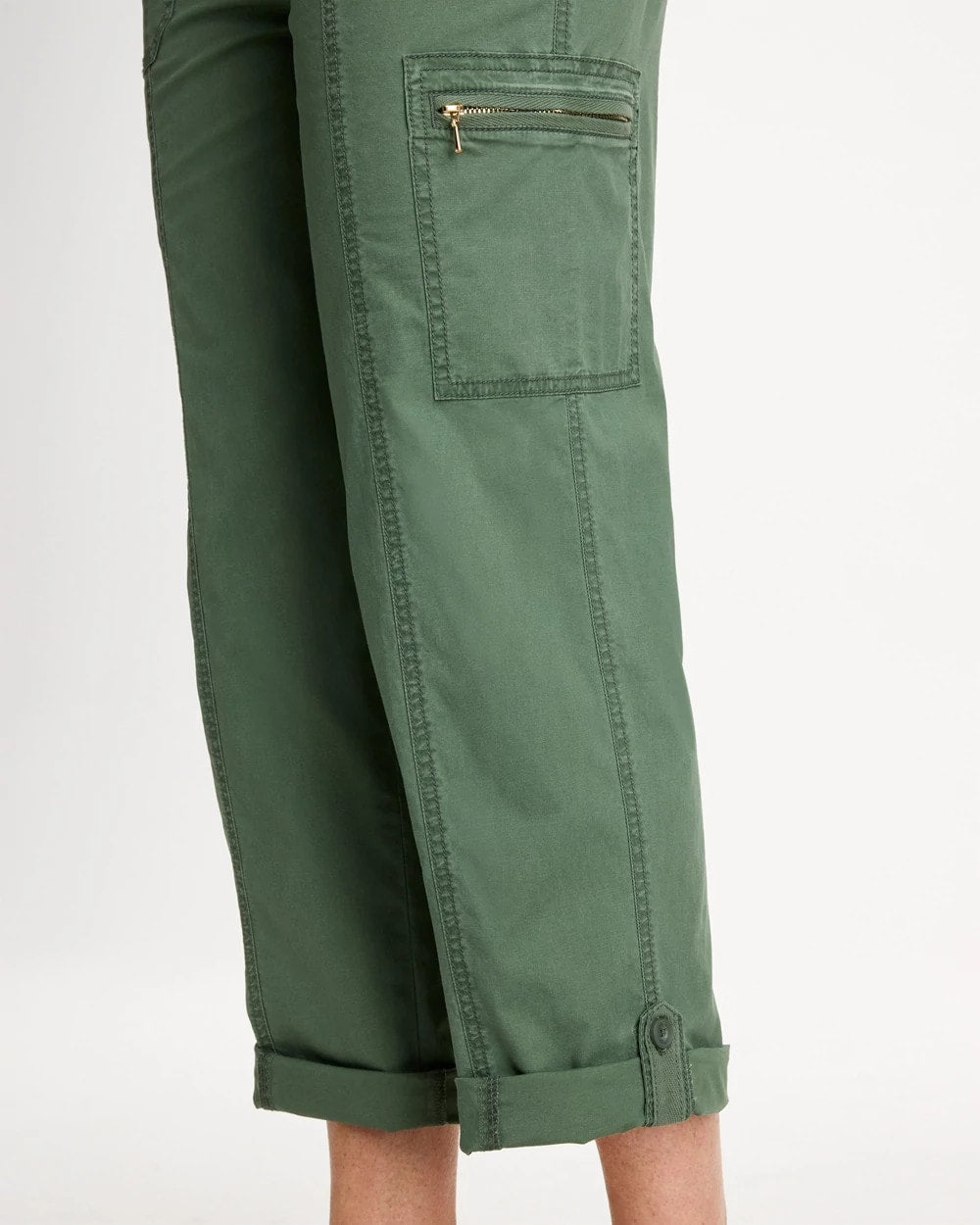 Poplin Cropped Roll Tab Pants - US 0329