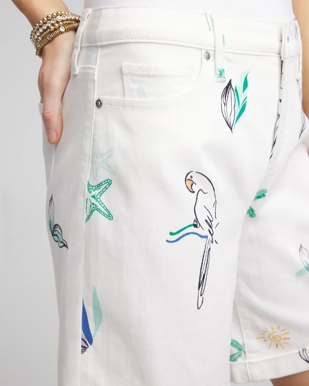 Girlfriend Cuffed Swing Denim Shorts - US 9677