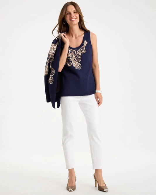 Ella Intarsia Scoopneck Sweater Tank - US 7598