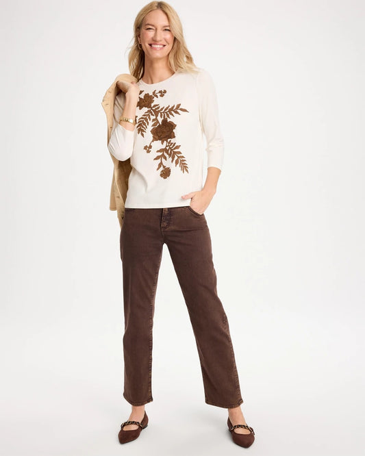 Faux Suede Applique Tee - US 8813