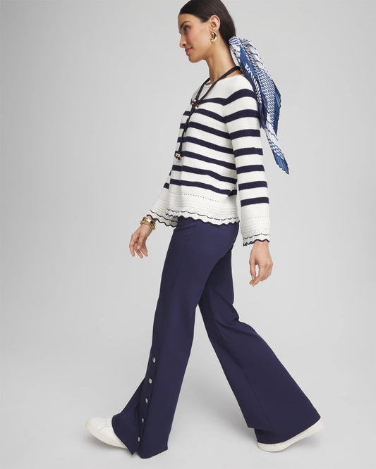 Button Detail Wide-Leg Pants - US 7201
