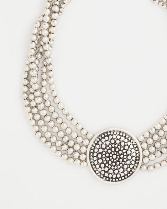 Chico’s Originals Textured Pendant Bib Necklace - US 8173