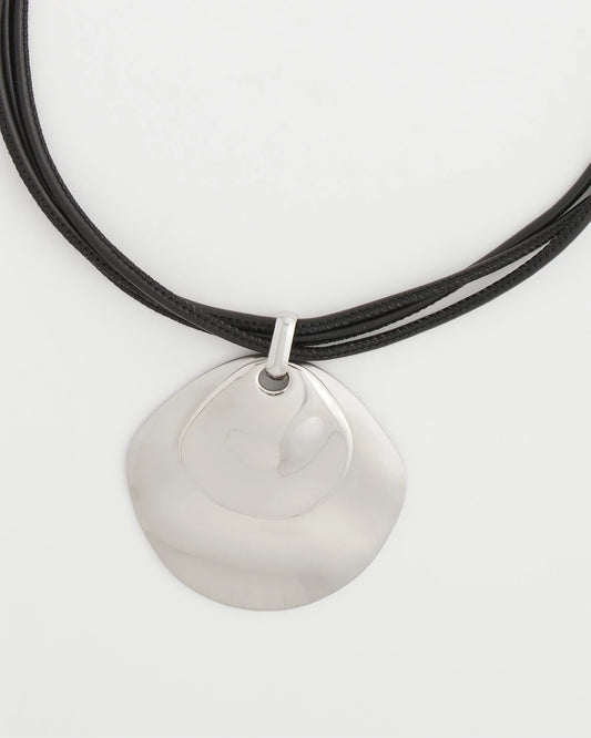 Silver Pendant On Cord - US 5008