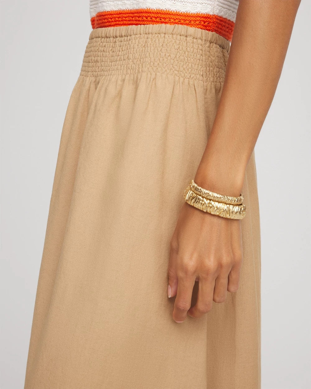 Smocked Pull-On Midi Skirt - US 1792