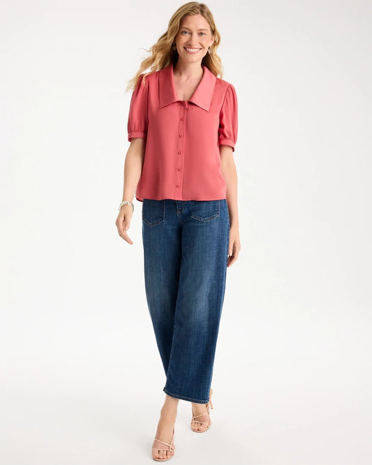 Satin Peter Pan Collar Blouse - US 8771