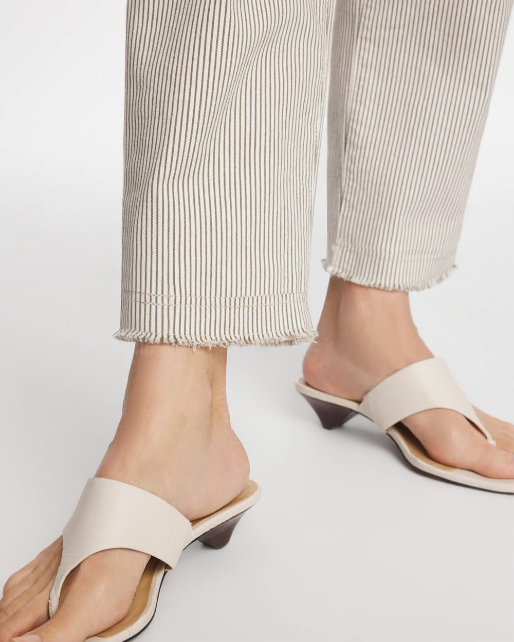 Stripe Girlfriend Straight Ankle Jeans - US 9291