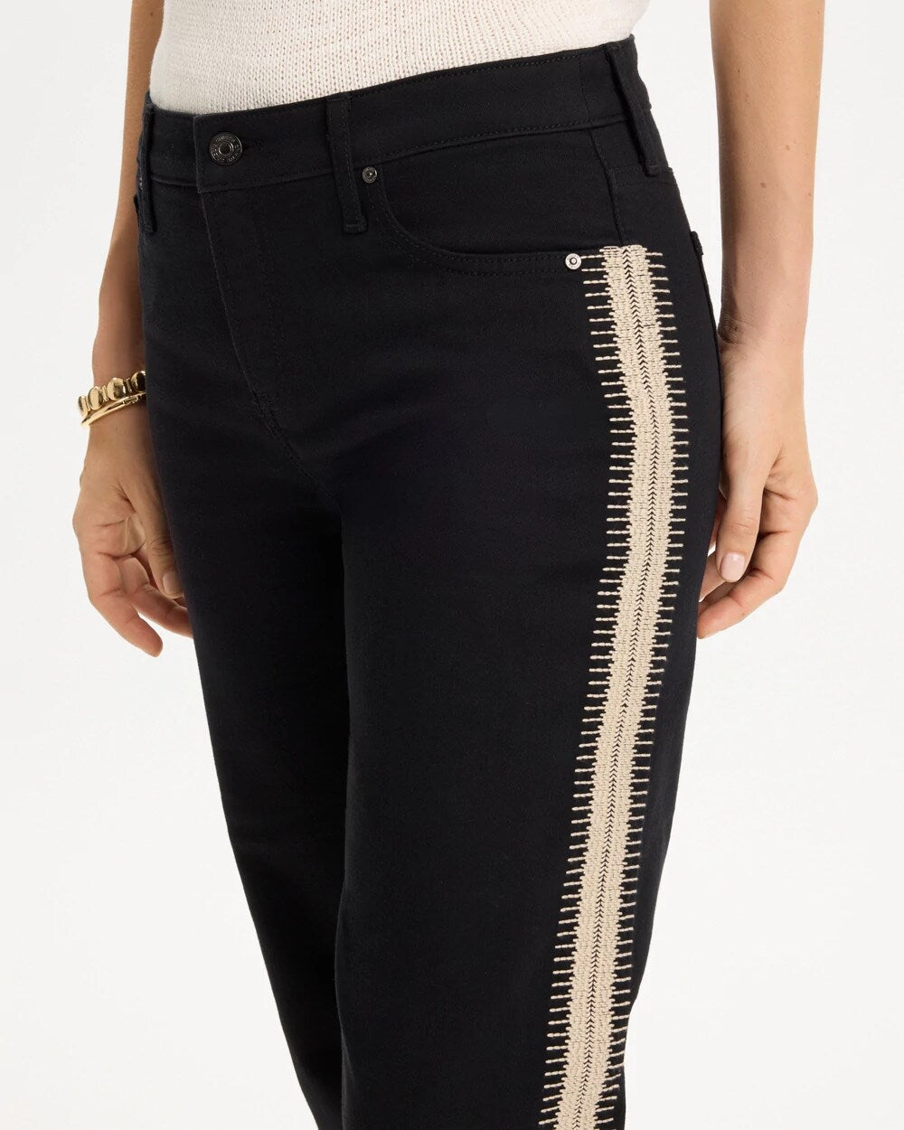 Girlfriend Seam Detail Straight Ankle Jeans - US 5784