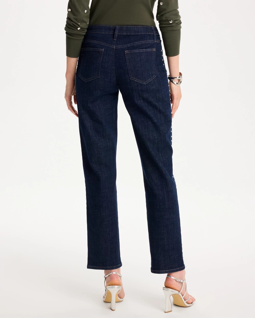 Studded Girlfriend Straight Ankle Jeans - US 5203