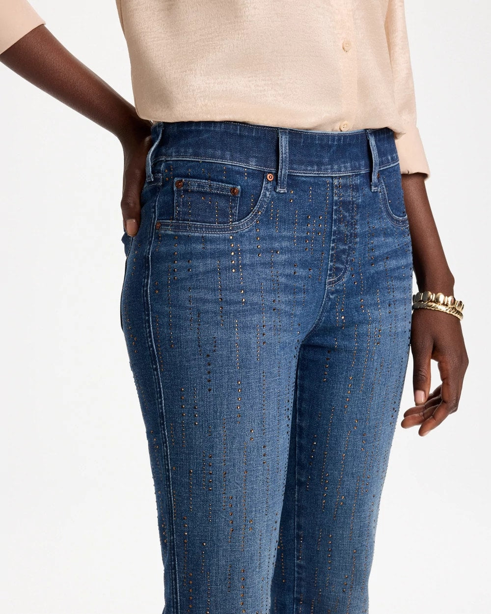 Embellished Pull-On Straight Jeans - US 0819
