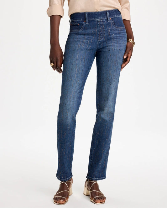 Embellished Pull-On Straight Jeans - US 0819