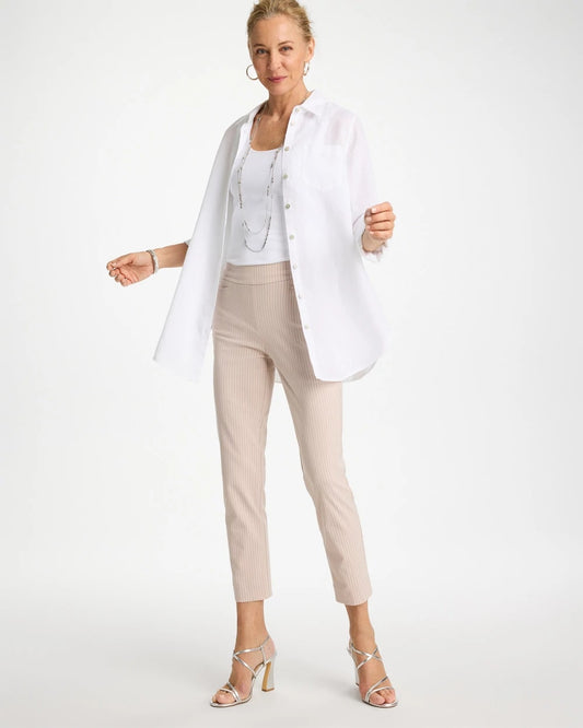 Brigitte™ Slim Twill Stripe Neutral Crop - US 7059
