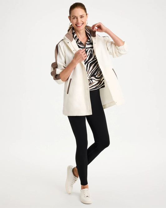 Zenergy® Faux Leather Detail Rain Jacket - US 8786